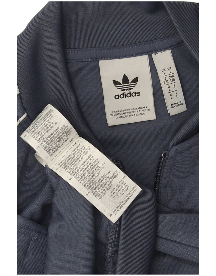 Adidas Mens Tracksuit Top Jacket Large Navy Blue Polyester