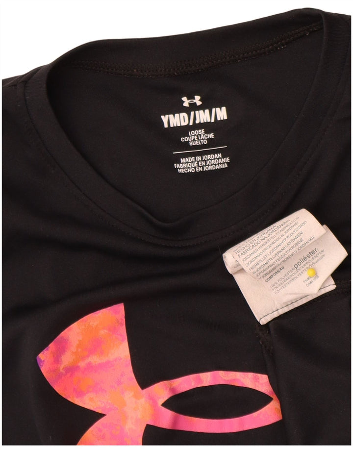 Under Armour Girls Graphic T-Shirt Top 9-10 Years Medium Black Polyester