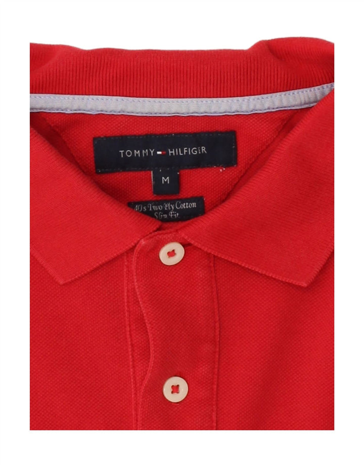 TOMMY HILFIGER Mens Slim Fit Polo Shirt Medium Red Cotton Vintage Tommy Hilfiger and Second-Hand Tommy Hilfiger from Messina Hembry 
