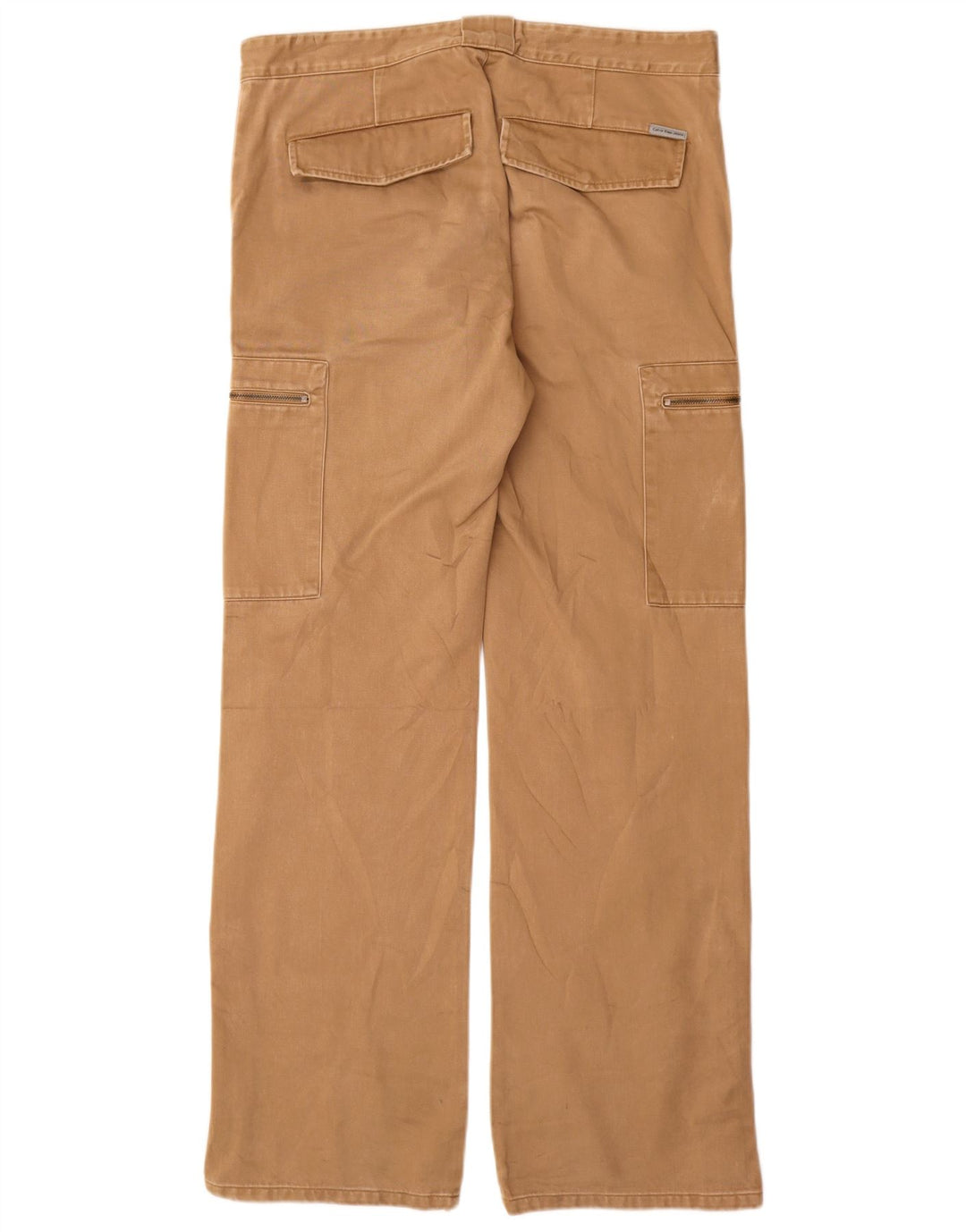 CALVIN KLEIN Mens Straight Cargo Trousers W34 L34 Beige Cotton