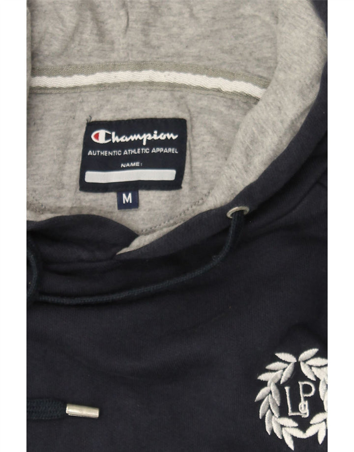 CHAMPION Mens Hoodie Jumper Medium Navy Blue Colourblock Cotton Vintage Champion and Second-Hand Champion from Messina Hembry 