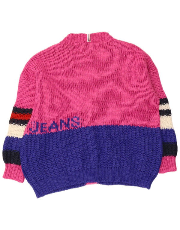 Tommy Hilfiger Womens Graphic Cardigan Sweater UK 14 Medium Pink