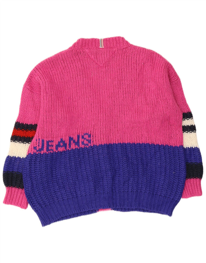 Tommy Hilfiger Womens Graphic Cardigan Sweater UK 14 Medium Pink