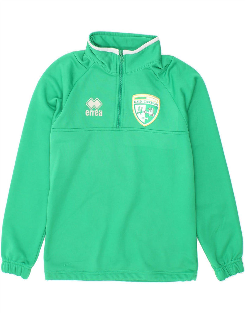 ERREA Womens Oversized Graphic Zip Neck Sweatshirt Jumper UK 2 2XS Green Vintage Errea and Second-Hand Errea from Messina Hembry 