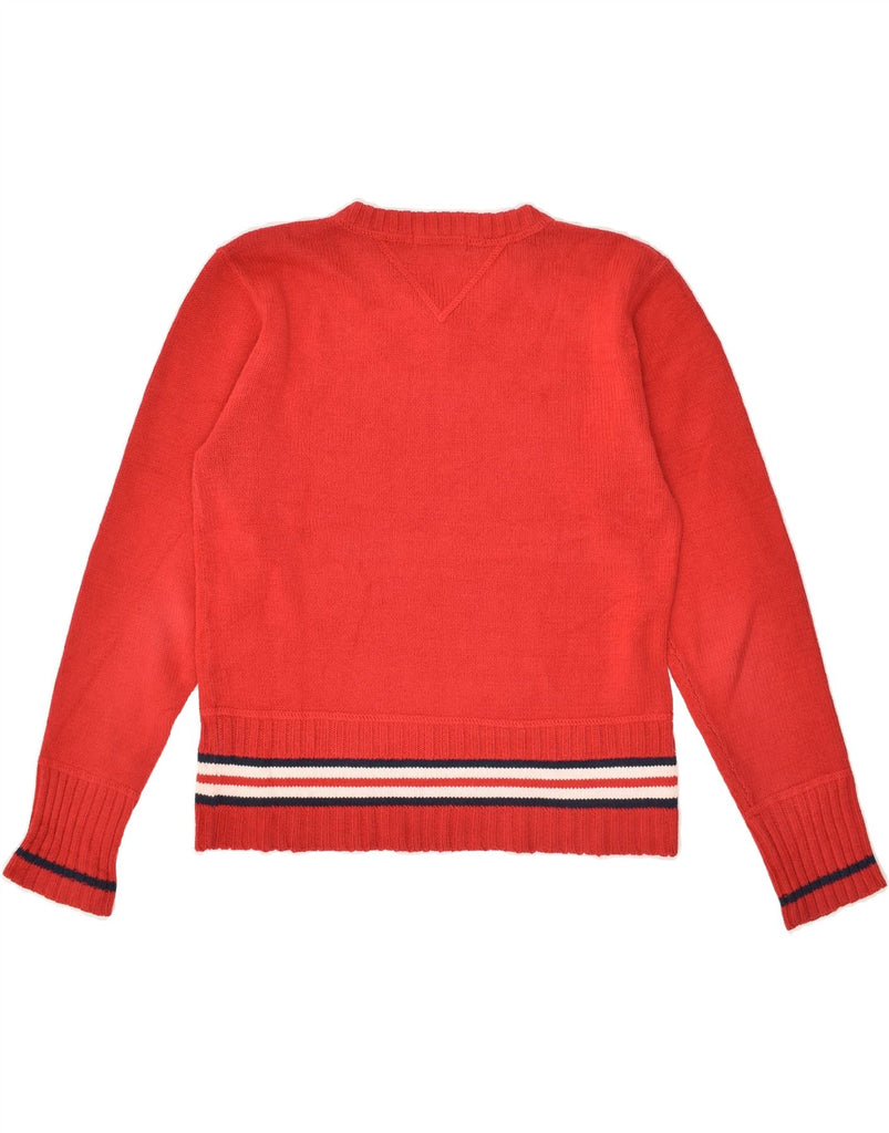 TOMMY HILFIGER Womens V-Neck Jumper Sweater UK 14 Large Red Cotton | Vintage Tommy Hilfiger | Thrift | Second-Hand Tommy Hilfiger | Used Clothing | Messina Hembry 