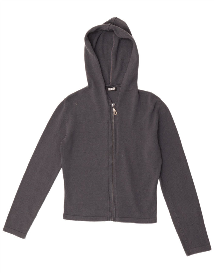 Killer Loop Womens Crop Hooded Cardigan Sweater UK 12 Medium Navy Blue