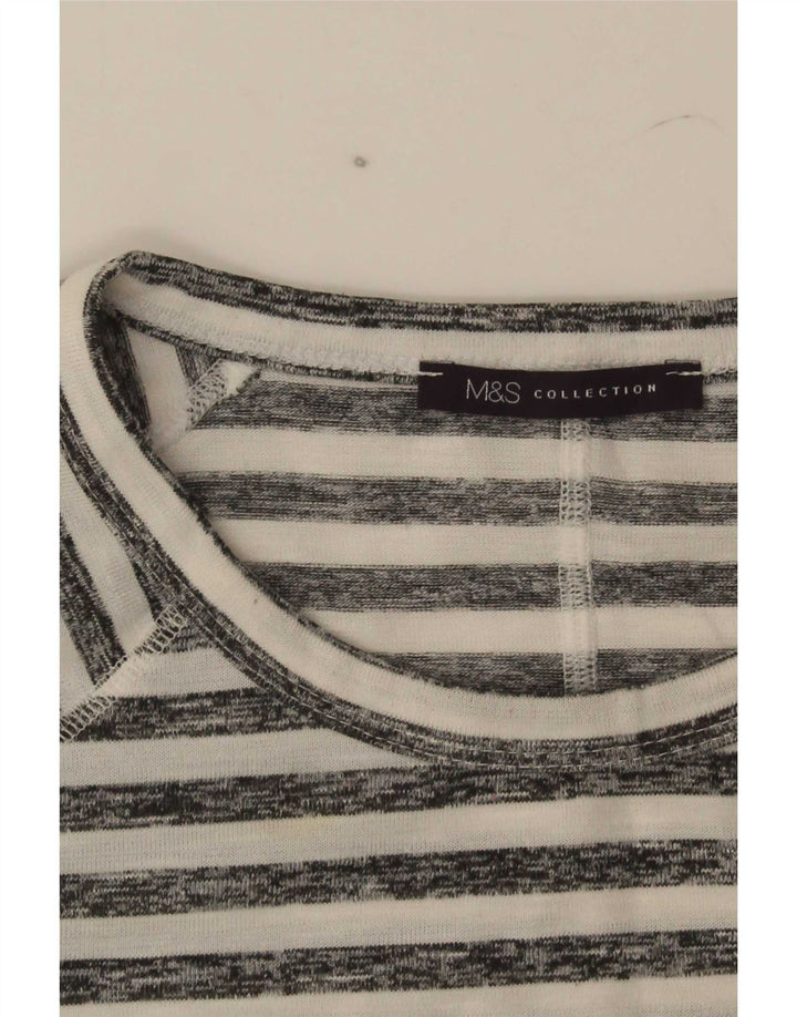 Marks & Spencer Womens Top 3/4 Sleeve UK 16 Large White Striped