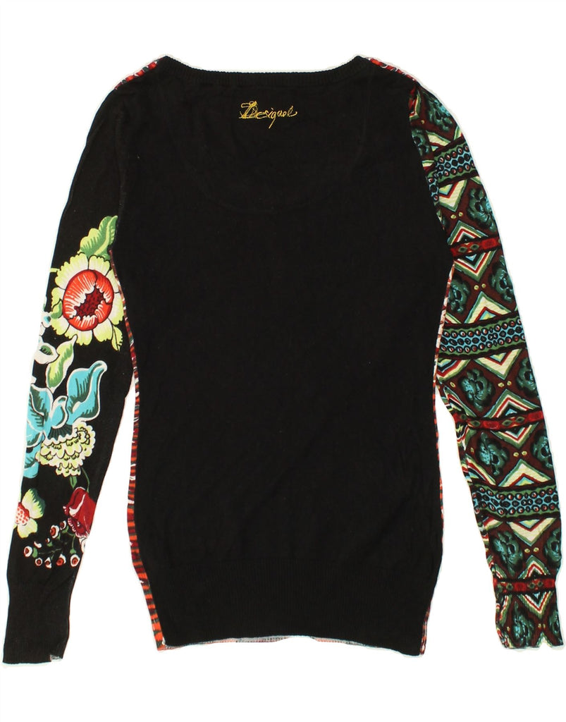 DESIGUAL Womens Graphic V-Neck Jumper Sweater UK 8 Small Multicoloured | Vintage Desigual | Thrift | Second-Hand Desigual | Used Clothing | Messina Hembry 