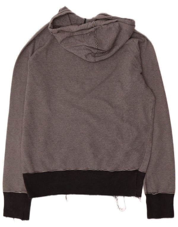 Converse Mens Zip Neck Hoodie Jumper Large Grey Striped Cotton