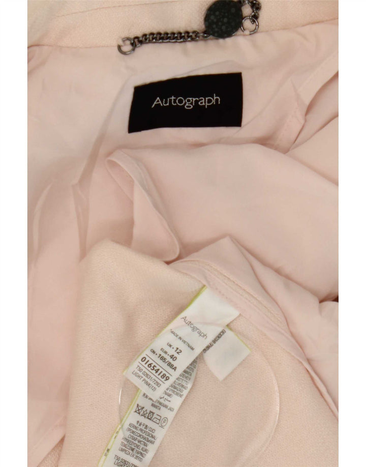 Marks & Spencer Womens Autograph Blazer Jacket UK 12 Medium Pink Polyester