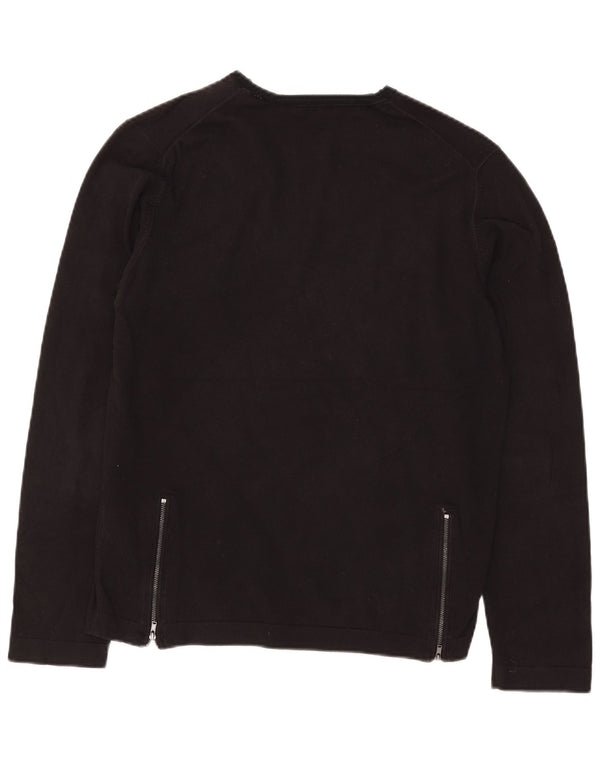 Reiss Womens Crew Neck Jumper Sweater UK 14 Large Black Cotton