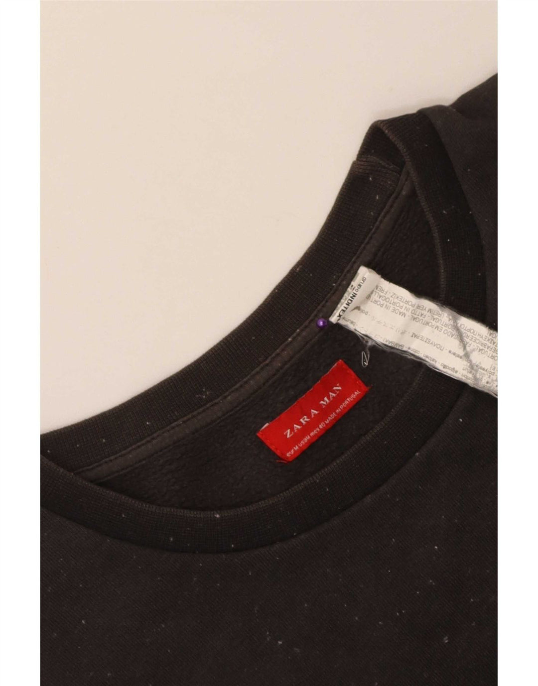 Zara Mens Sweatshirt Jumper Medium Black Cotton