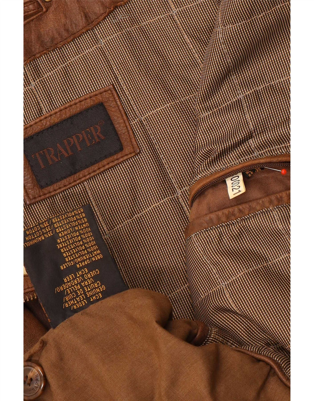 Trapper Mens Leather Jacket UK 50 5XL Brown