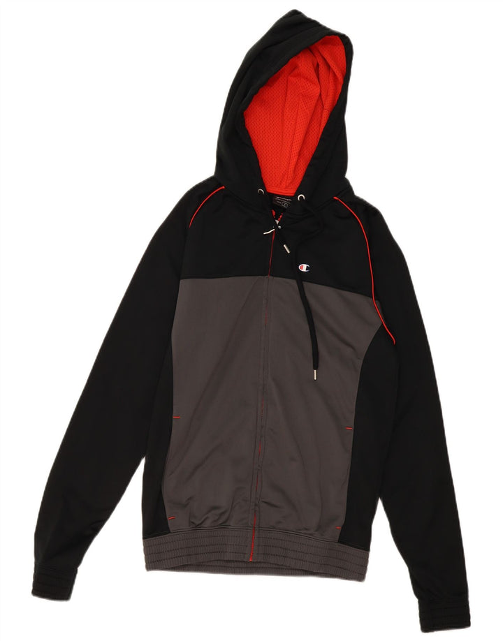 CHAMPION Mens Zip Hoodie Sweater Small Grey Colourblock Polyester