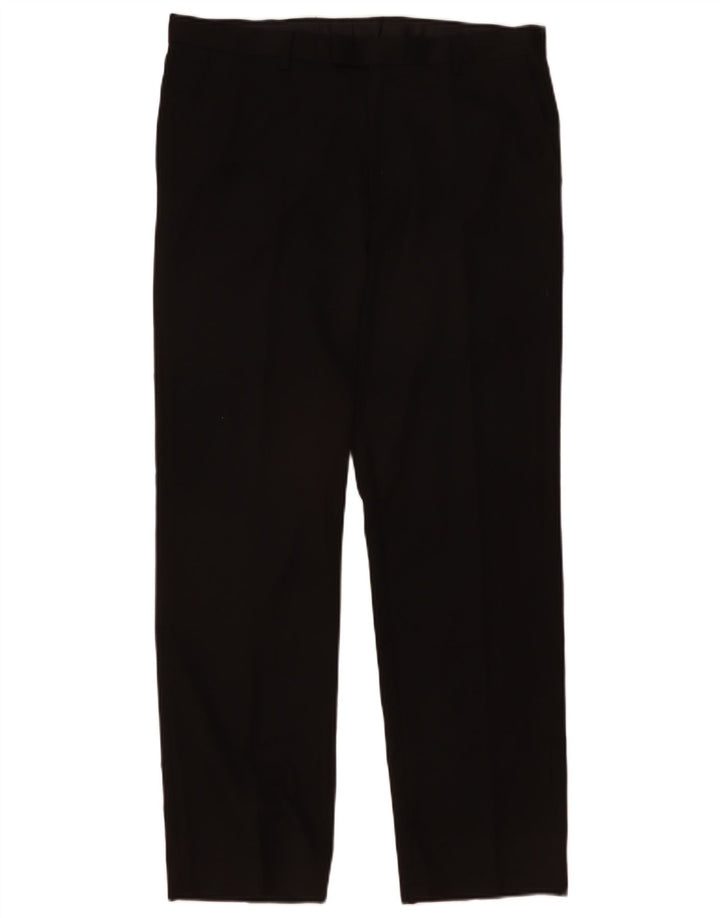 Marks & Spencer Mens Regular Suit Trousers W36 L25 Black Polyester