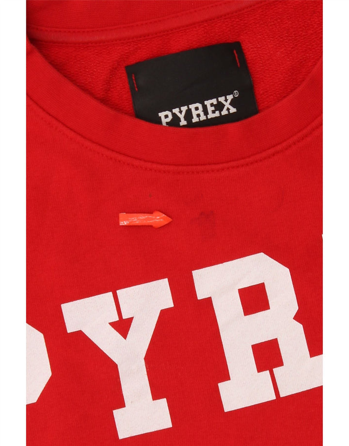 Pyrex Womens Graphic Sweatshirt Jumper UK 14 Medium Red Cotton