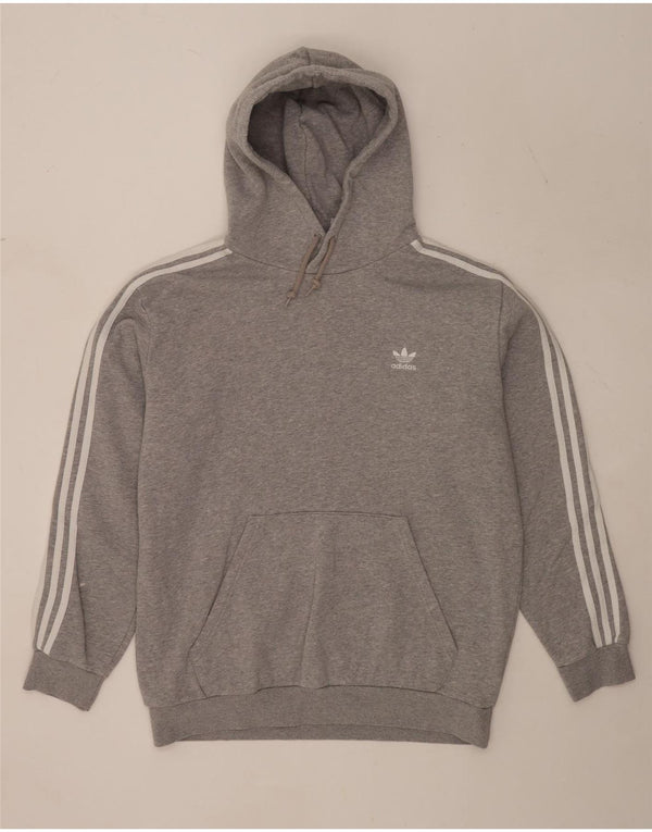 Adidas Mens Hoodie Jumper Large Grey Flecked Cotton
