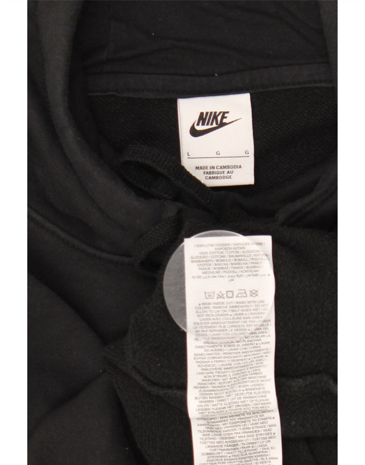 NIKE Womens Oversized Hoodie Jumper UK 16 Large Black Cotton