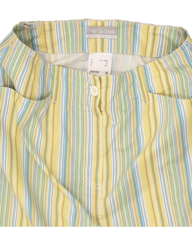 VINTAGE Womens Straight Skirt EU 36 Small W28 Yellow Striped Polyester | Vintage Vintage | Thrift | Second-Hand Vintage | Used Clothing | Messina Hembry 