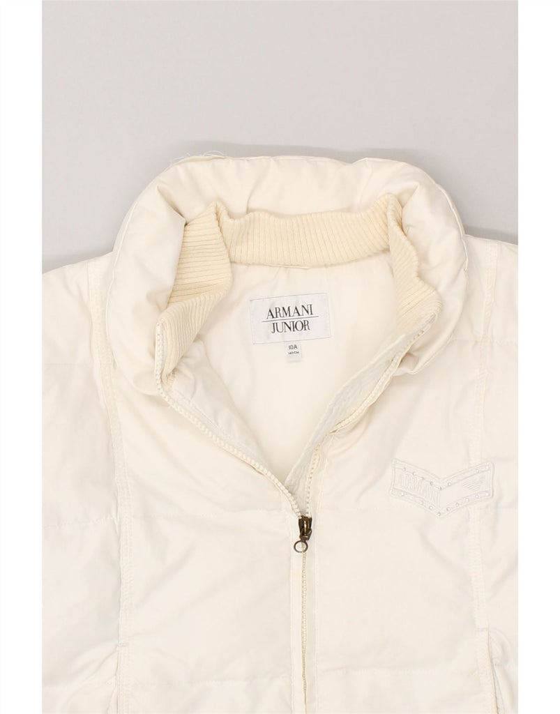 ARMANI JUNIOR Girls Padded Jacket 9-10 Years White Polyester | Vintage Armani Junior | Thrift | Second-Hand Armani Junior | Used Clothing | Messina Hembry 