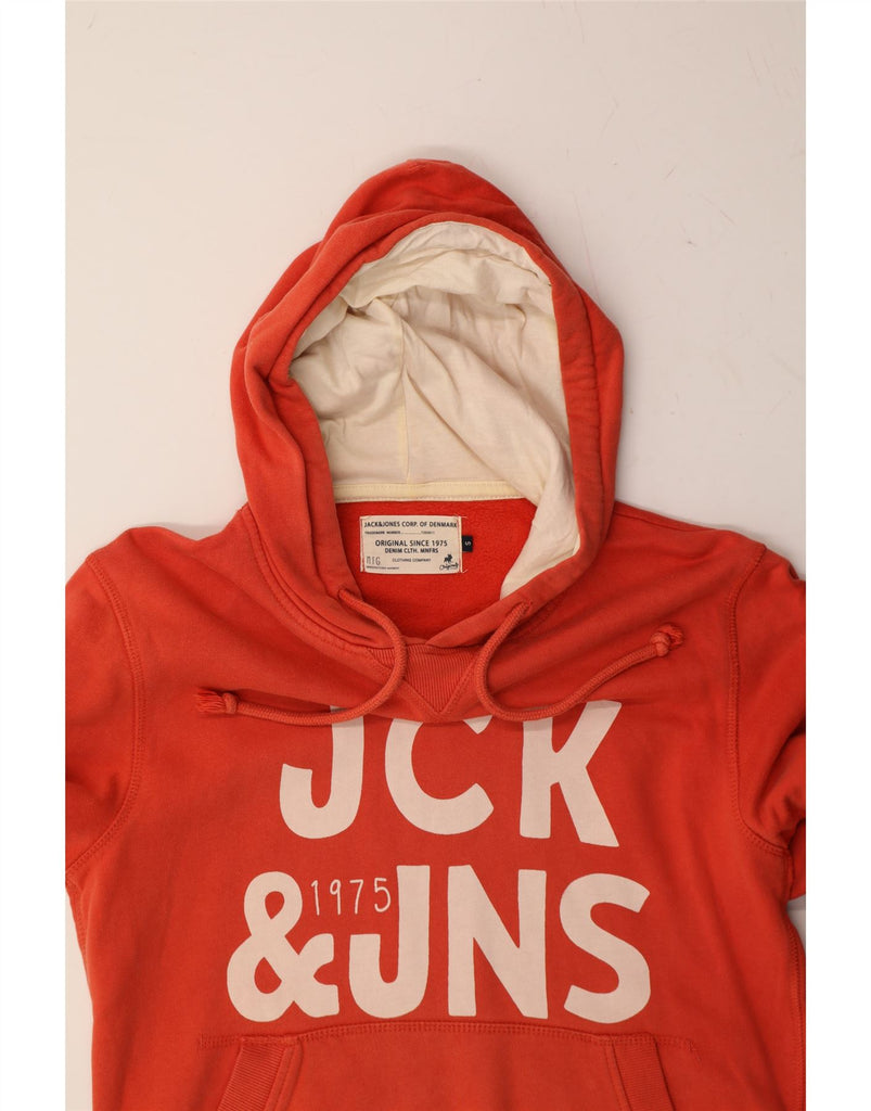 JACK & JONES Mens Graphic Hoodie Jumper Small Red Cotton Vintage Jack & Jones and Second-Hand Jack & Jones from Messina Hembry 