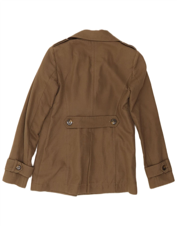 Massimo Dutti Womens Pea Coat EU 36 XS Khaki Cotton