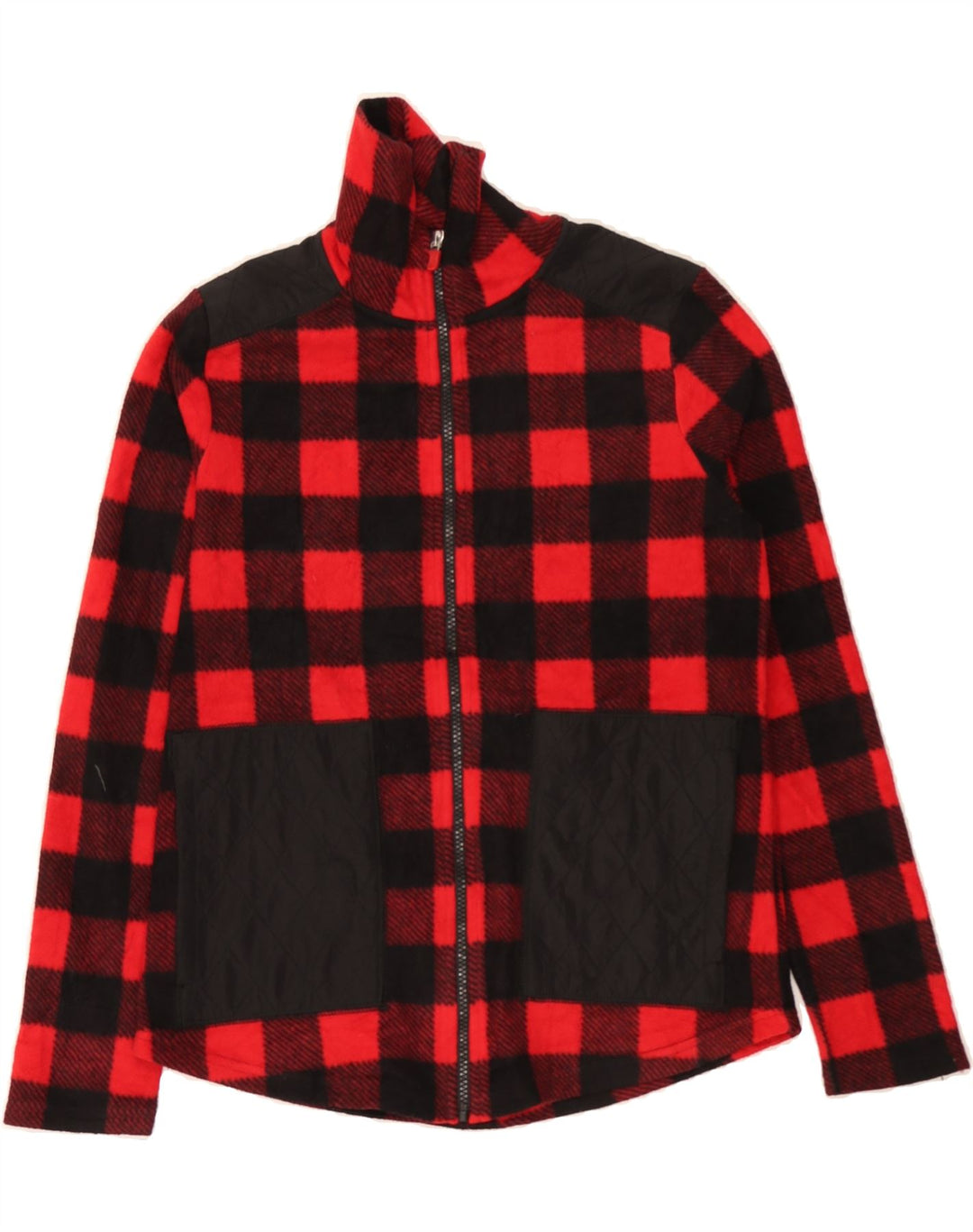 CHAPS Womens Fleece Jacket UK 10 Small Red Check Polyester Vintage Chaps and Second-Hand Chaps from Messina Hembry 
