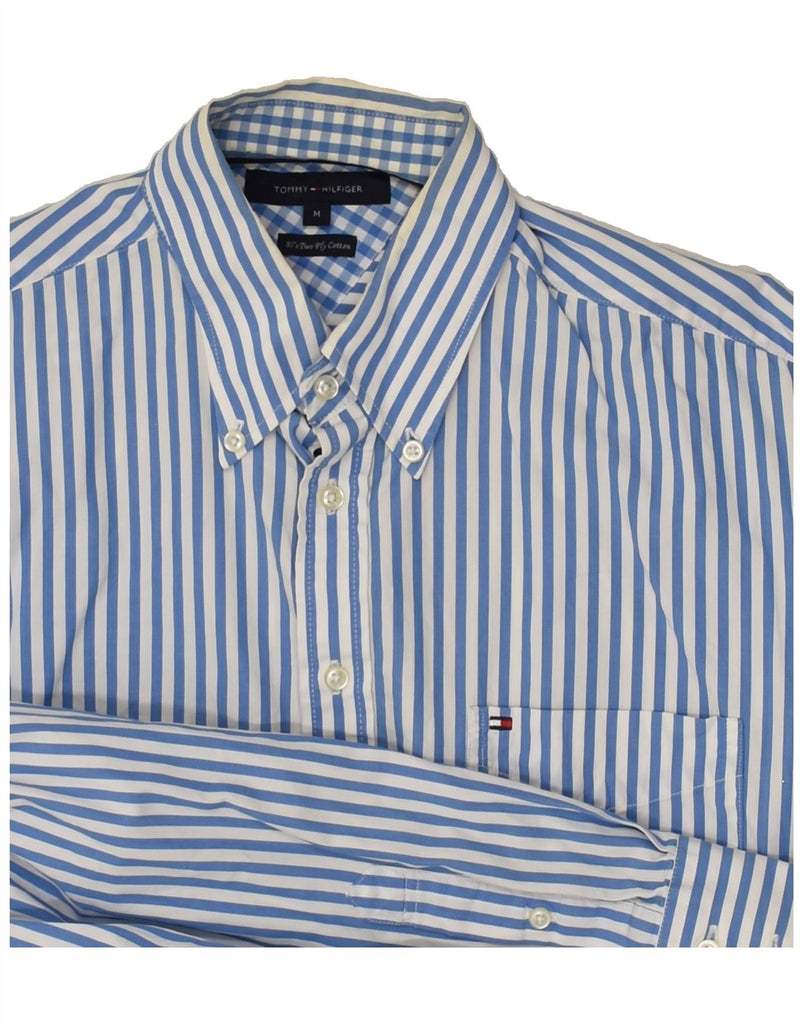 TOMMY HILFIGER Mens Shirt Medium Blue Striped Cotton | Vintage Tommy Hilfiger | Thrift | Second-Hand Tommy Hilfiger | Used Clothing | Messina Hembry 