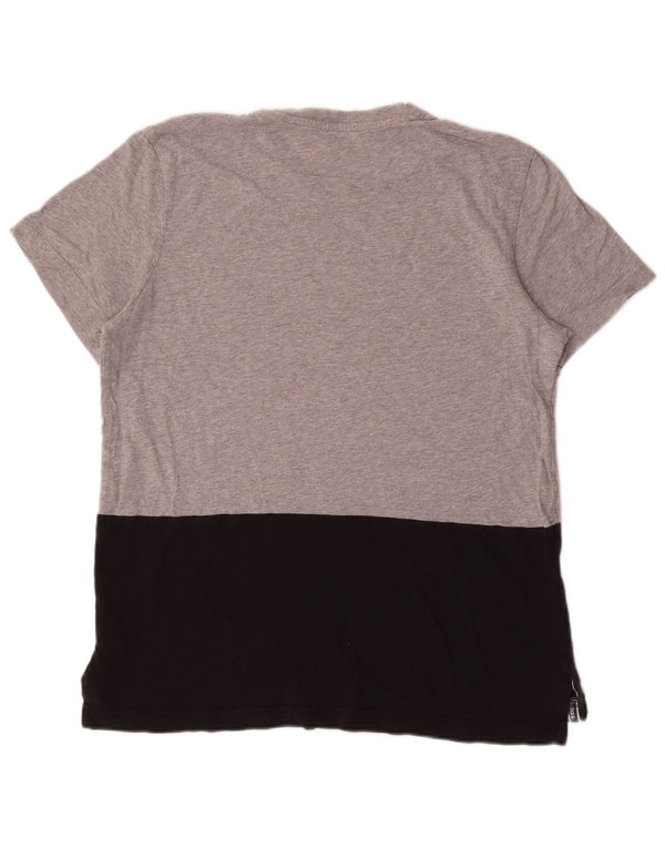 Adidas Mens Graphic T-Shirt Top Large Grey Colourblock Cotton