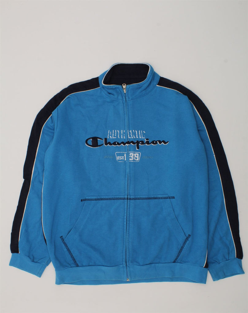 CHAMPION Boys Graphic Tracksuit Top Jacket 15-16 Years Blue Colourblock | Vintage Champion | Thrift | Second-Hand Champion | Used Clothing | Messina Hembry 