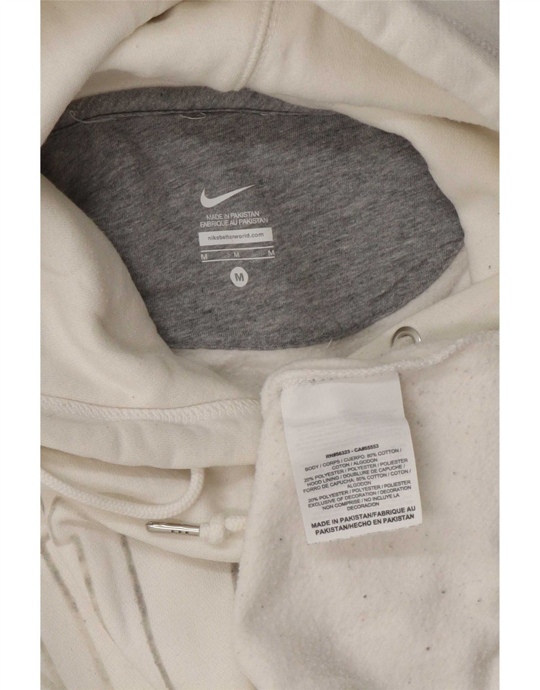 Nike Mens Graphic Hoodie Jumper Medium White Cotton
