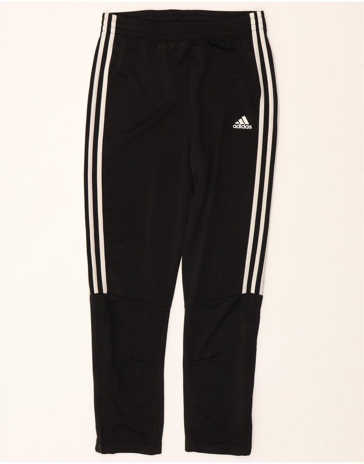 ADIDAS Boys Tracksuit Trousers 13-14 Years Black Polyester