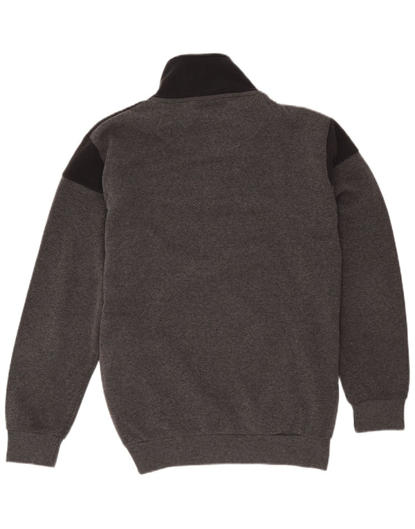 Kappa Mens Zip Neck Fleece Jumper Large Grey Colourblock Polyester