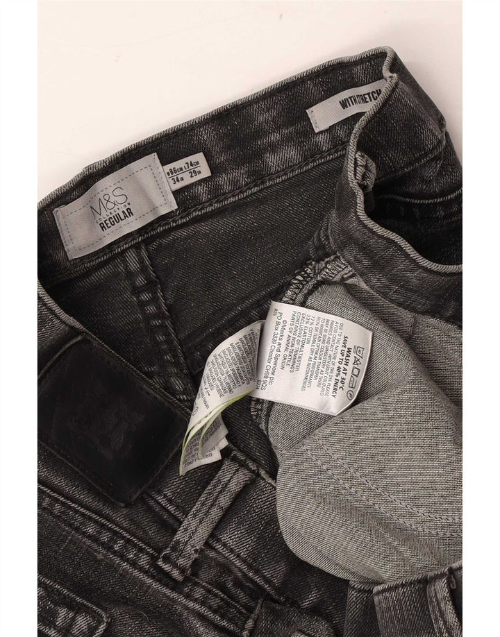 Marks & Spencer Mens Regular Fit Straight Jeans W34 L29 Grey Cotton