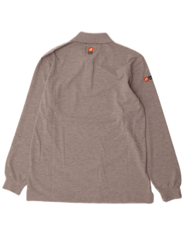 Lotto Mens Long Sleeve Polo Shirt XL Grey Flecked Cotton