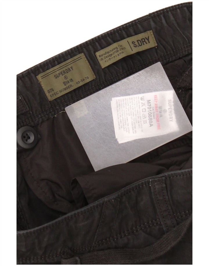Superdry Mens Straight Cargo Trousers W34 L27 Black Cotton