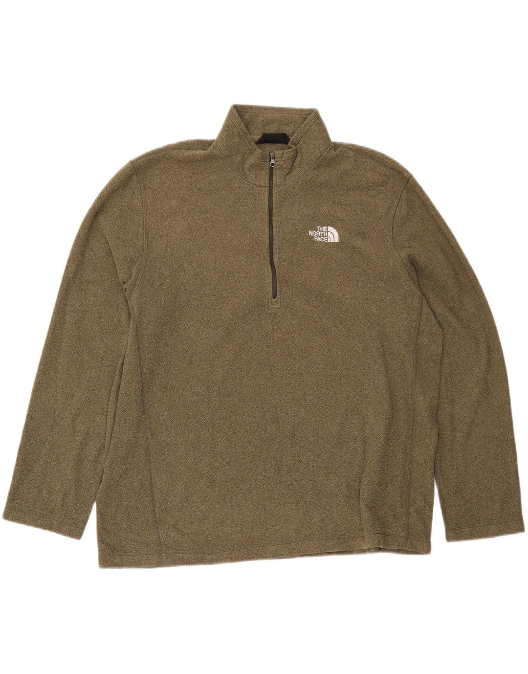 THE NORTH FACE Mens Zip Neck Fleece Jumper XL Khaki
