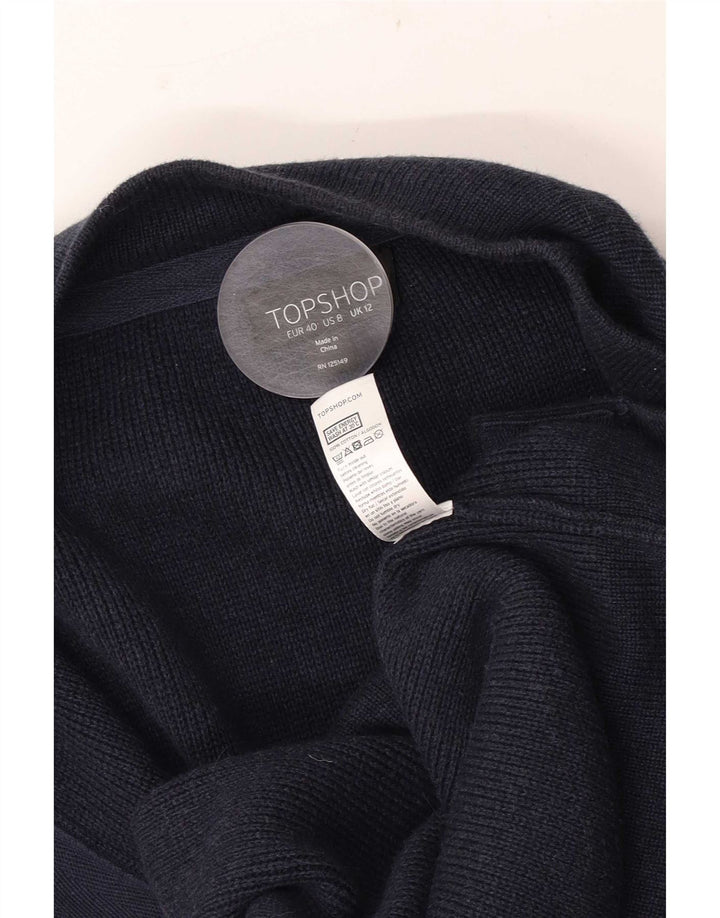 Topshop Womens Poncho Jumper UK 12 Medium Navy Blue Cotton