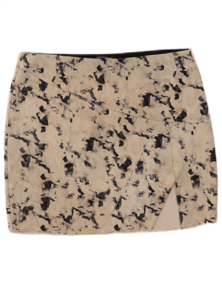 Zara Womens Abstract Pattern Mini Skirt Large W30 Beige