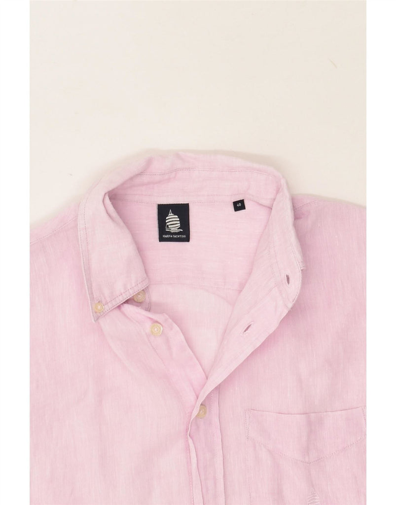 MARINA YACHTING Mens Shirt Size 40 Medium Pink Linen | Vintage Marina Yachting | Thrift | Second-Hand Marina Yachting | Used Clothing | Messina Hembry 