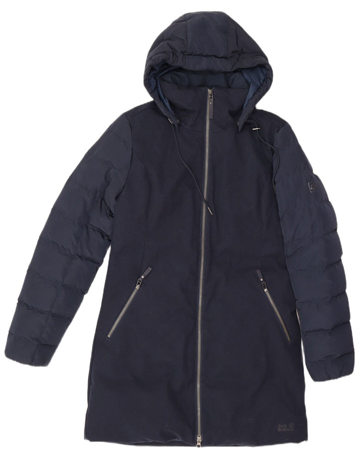 Jack Wolfskin Womens Hooded Oversized Padded Coat UK 8/10 Small Navy Blue