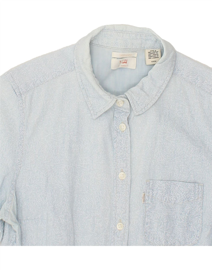 LEVI'S Womens Abstract Pattern Shirt UK 10 Small Blue Cotton Vintage Levi's and Second-Hand Levi's from Messina Hembry 