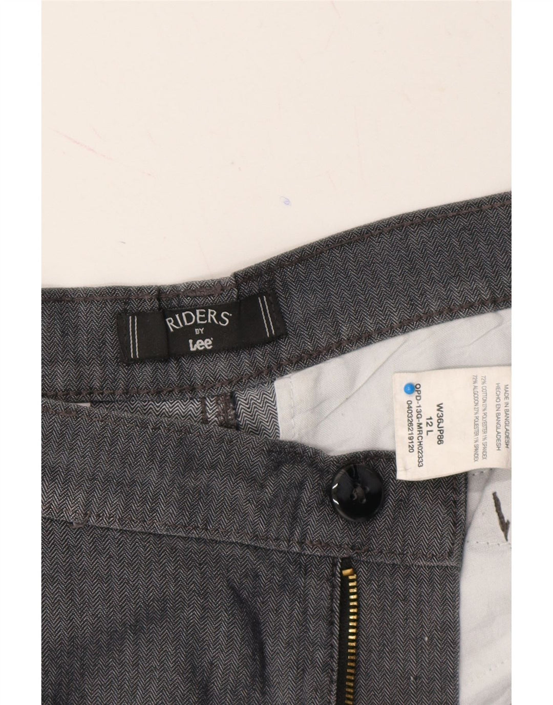 LEE Womens Riders Casual Trousers US 12 Large W32 L33 Grey Herringbone Vintage Lee and Second-Hand Lee from Messina Hembry 