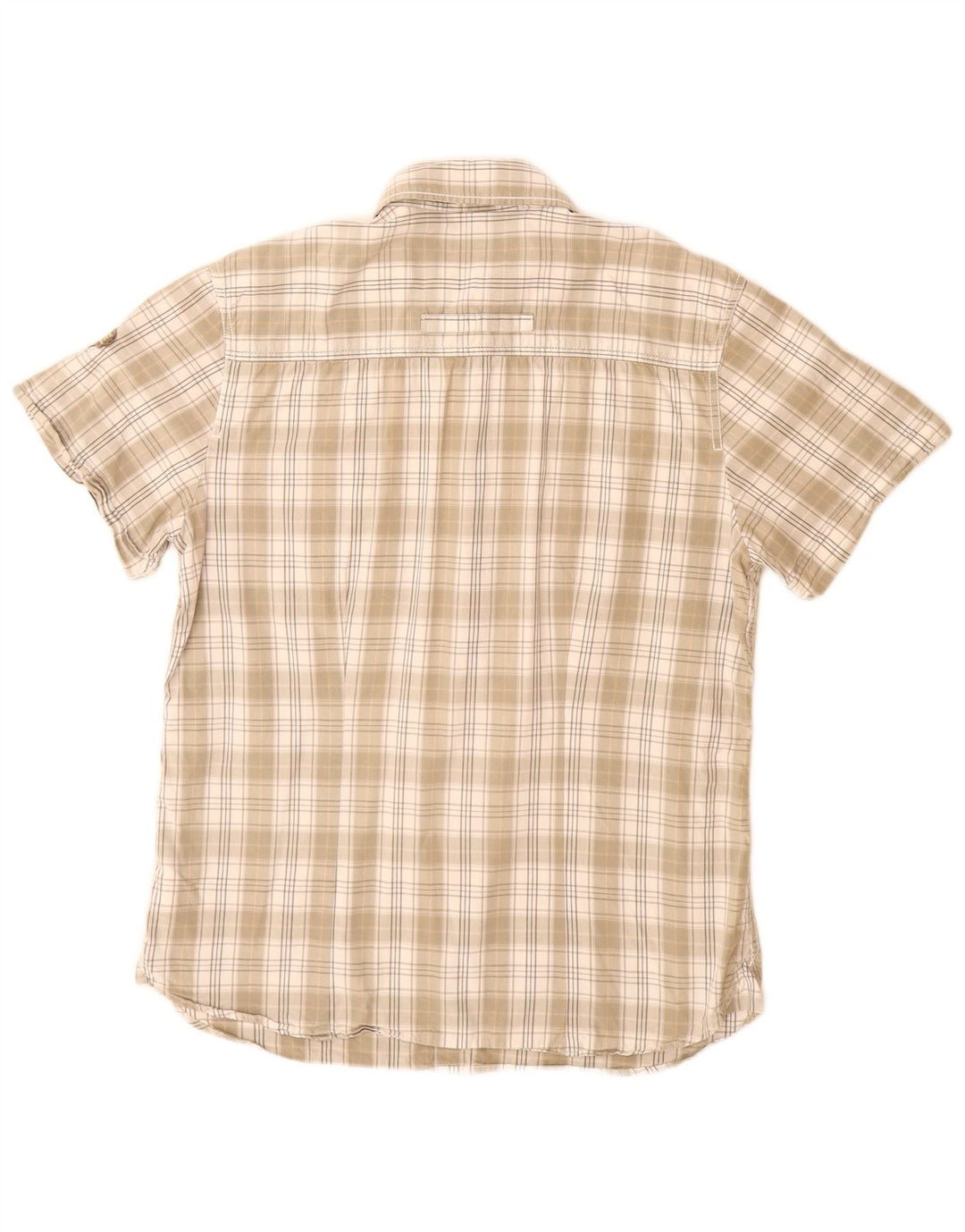 Wrangler Mens Short Sleeve Shirt Large Beige Check Cotton