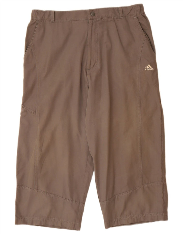 ADIDAS Mens Straight Cargo Capri Trousers Large W34 L20 Grey Cotton