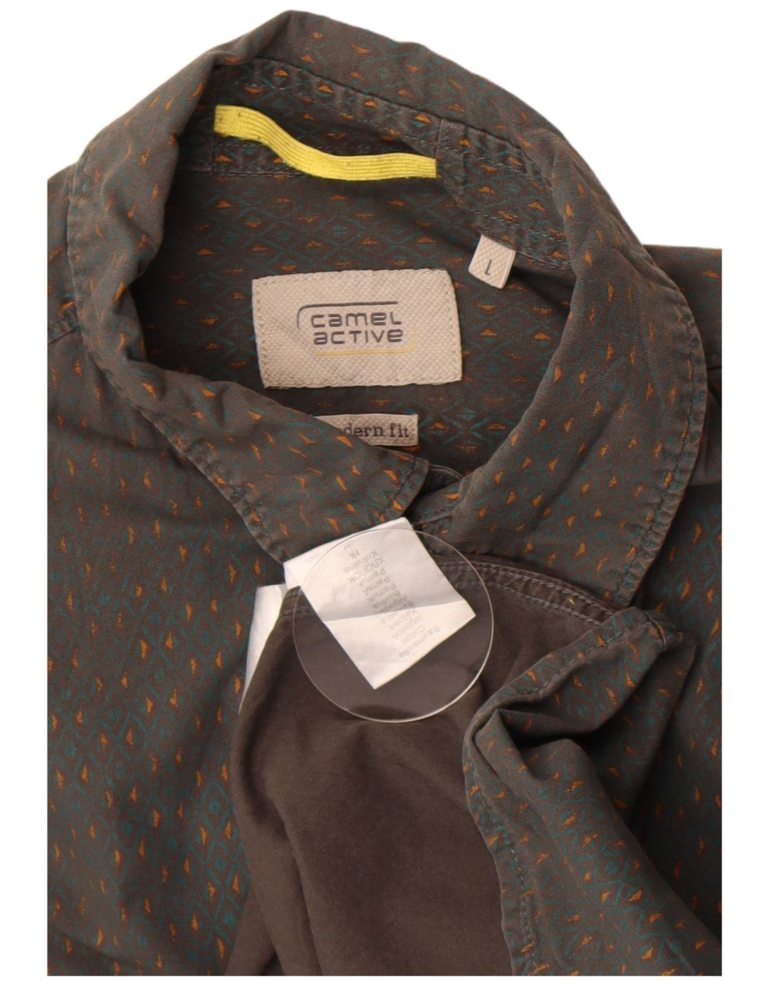 Camel Active Mens Modern Fit Shirt Large Grey Geometric Cotton