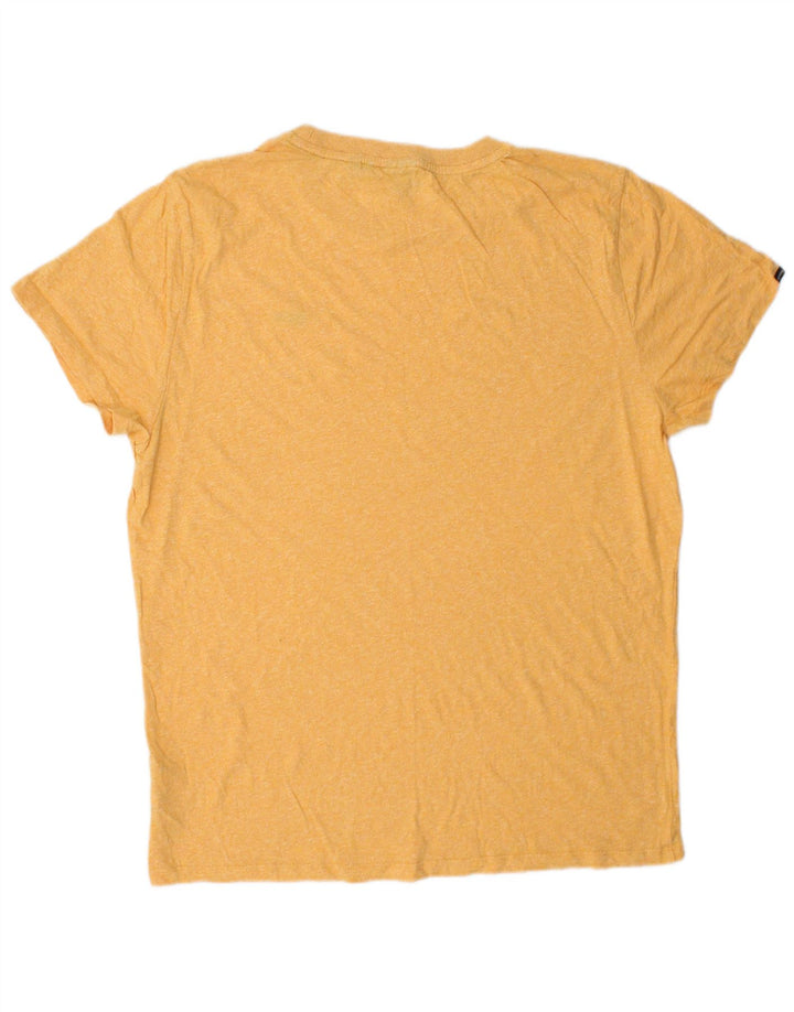 SUPERDRY Mens T-Shirt Top 2XL Yellow Cotton