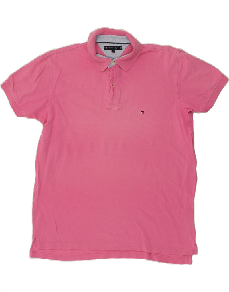 TOMMY HILFIGER Mens Polo Shirt Large Pink Cotton | Vintage Tommy Hilfiger | Thrift | Second-Hand Tommy Hilfiger | Used Clothing | Messina Hembry 