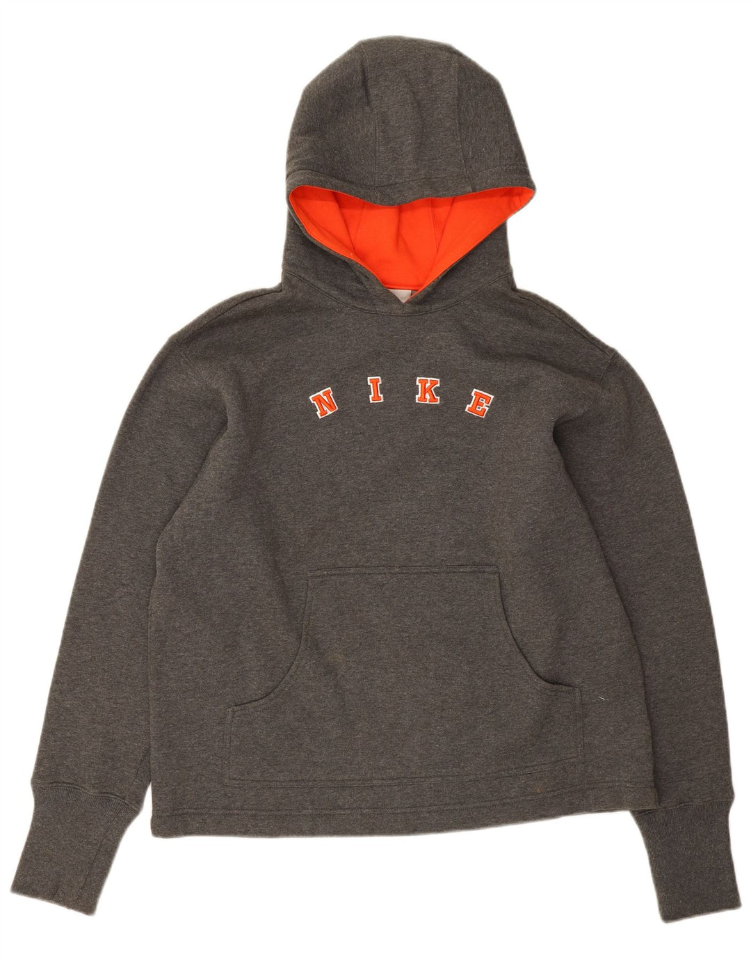 Nike Womens Graphic Oversized Hoodie Jumper US 8/10 Medium Grey Cotton