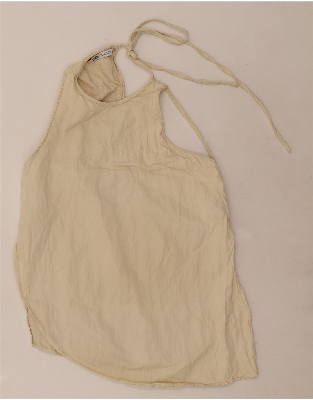 Zara Womens Halter Top UK 10 Small Off White Viscose